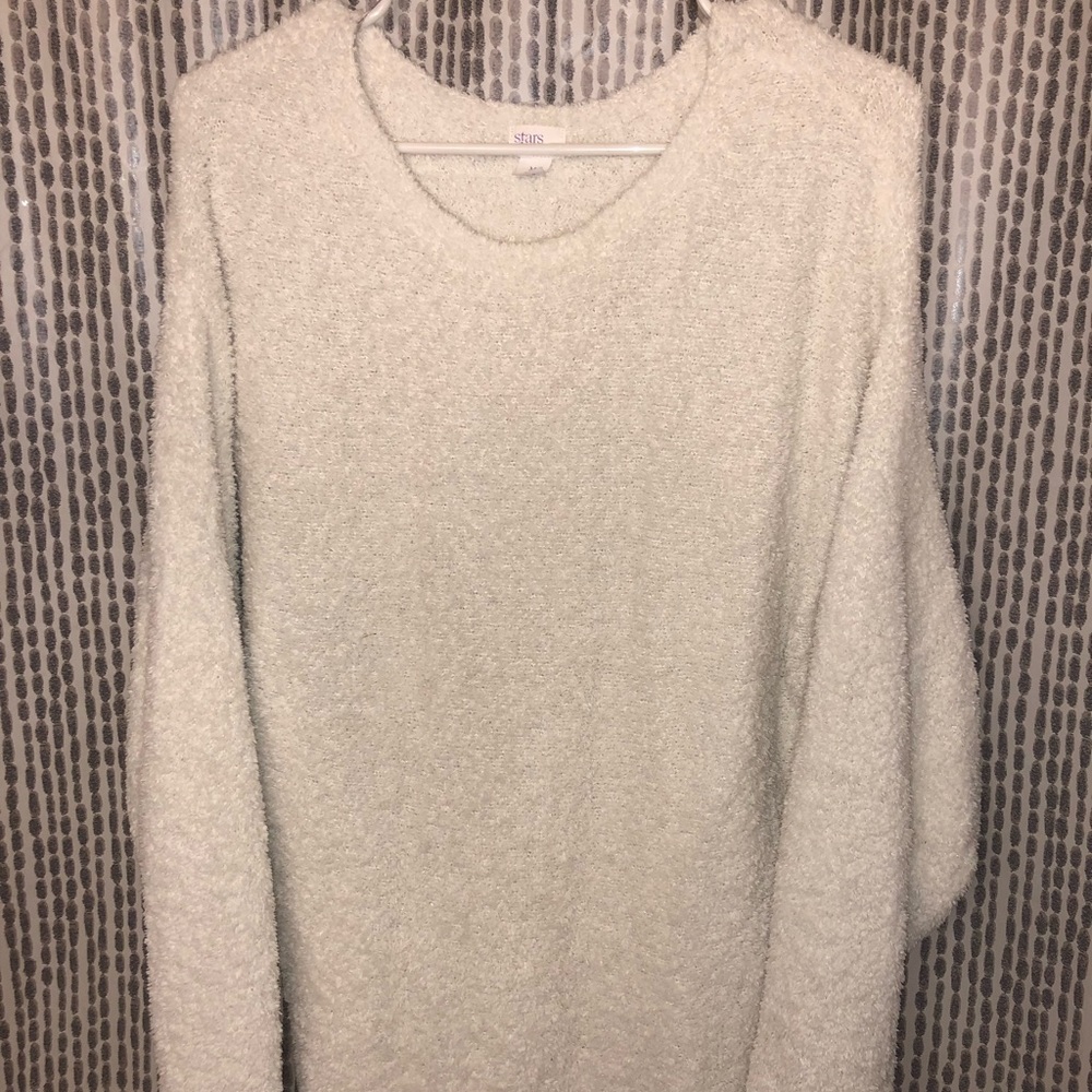 All white fuzzy pajama top